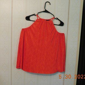 Worthington Reddish Orange Straps Top Sleeveless Size L 1 Button Closure